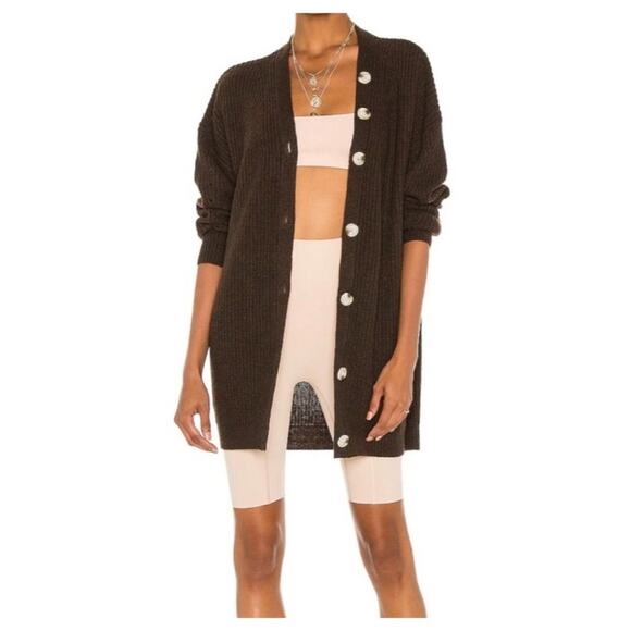 Line & Dot - Elise Cardigan in Chocolate Brown - Picture 5 of 5